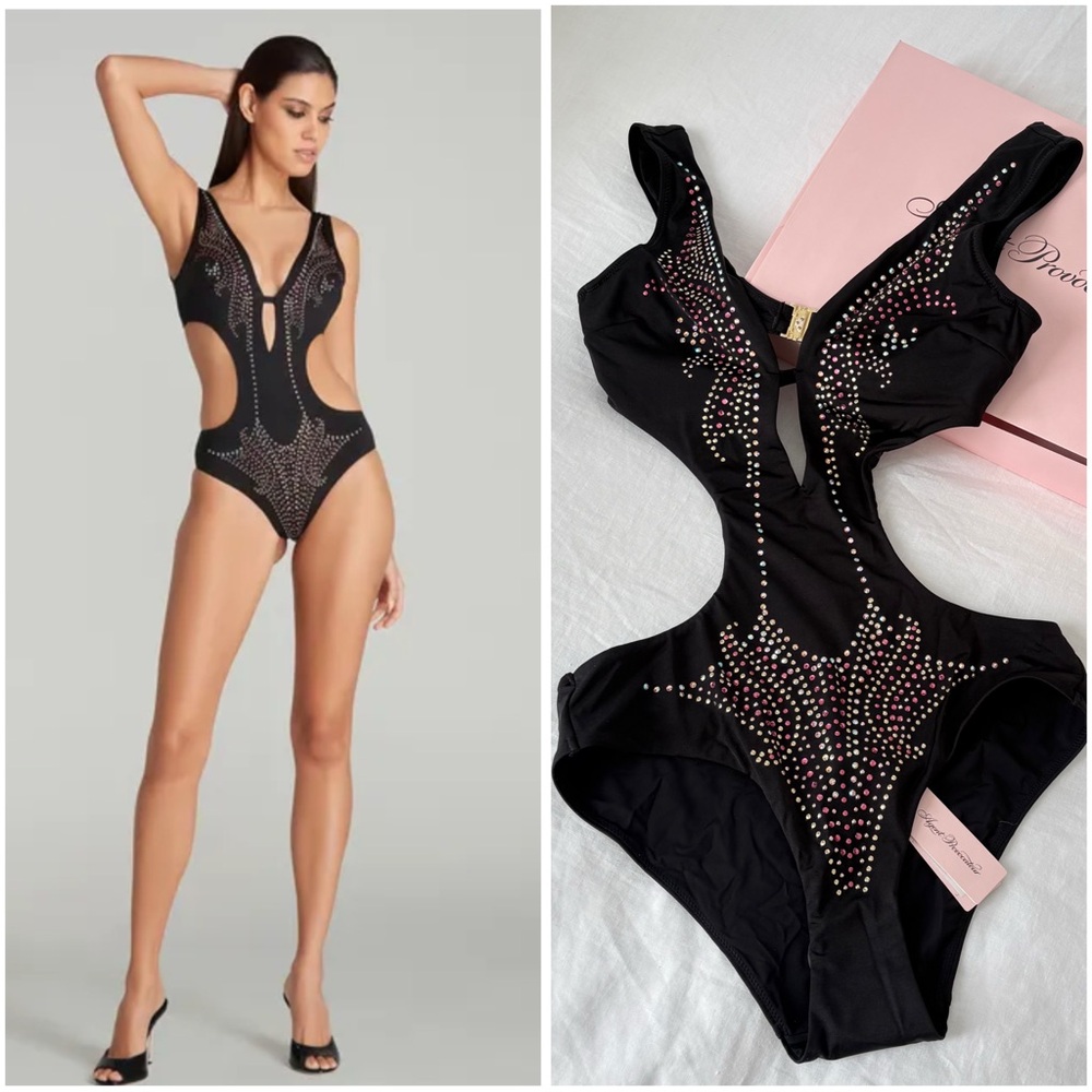 NWT Agent Provocateur Presilli Black One Piece with crystal accents